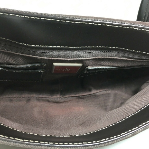 Cole Haan Brown Fabric Leather Trim Shoulder Bag - Picture 3 of 8